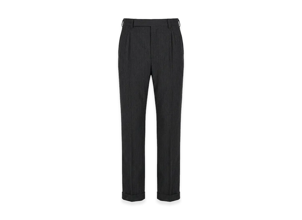 Saint Laurent Tapered Wool Trousers In A Herringbone Striped Pattern "Gray"