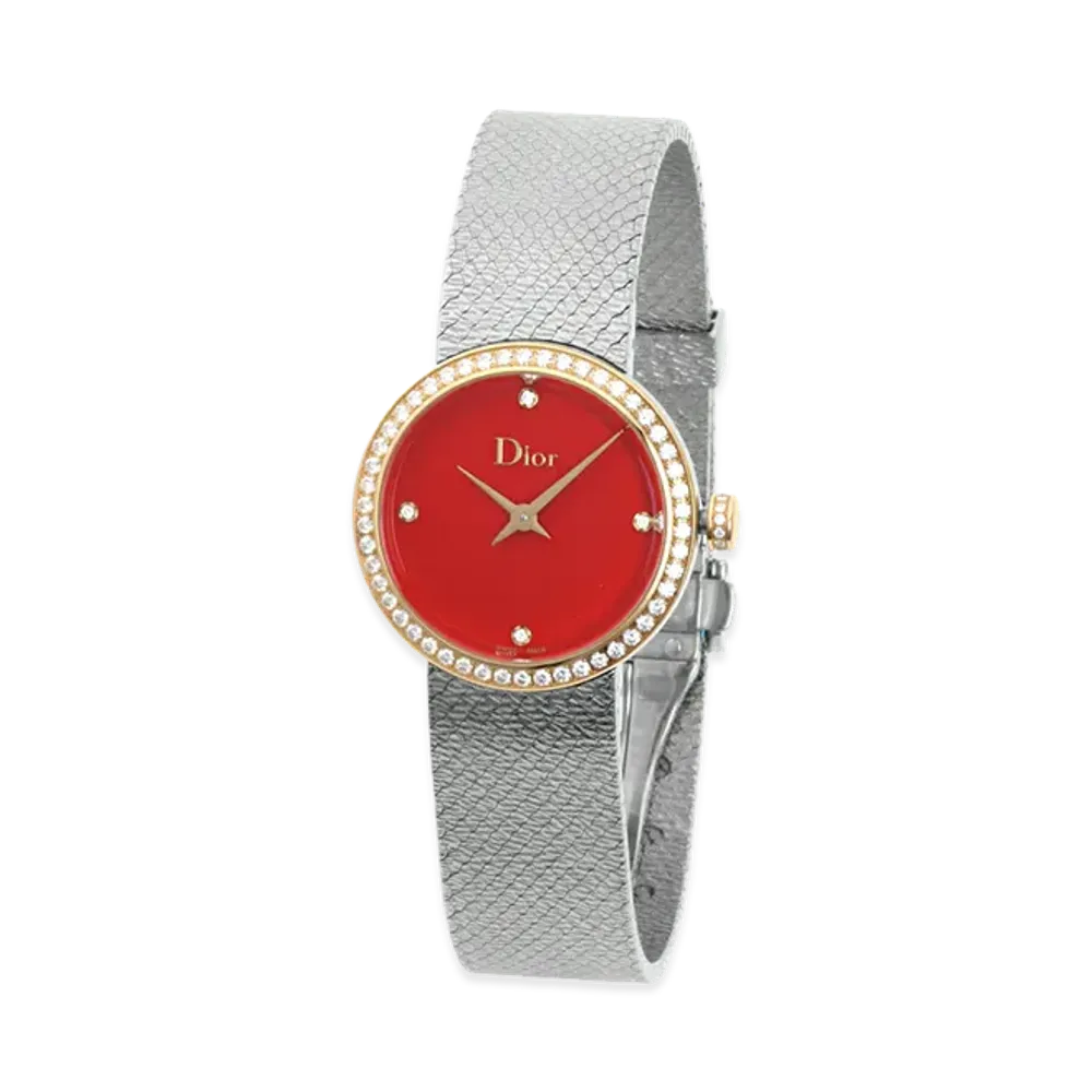 Dior Women's La D de Dior Women's Bezel Diamond Diamond 4P "Silver/Red"