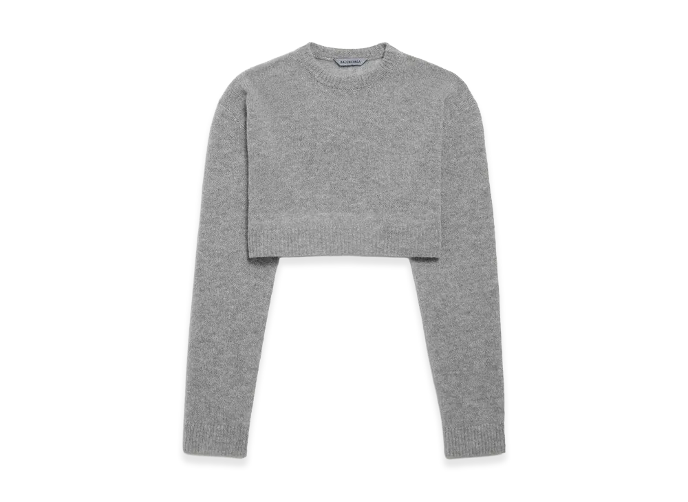 BALENCIAGA Women's Cropped Crewneck "Heather Grey"