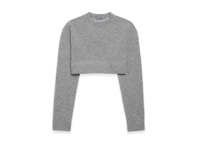 BALENCIAGA Women's Cropped Crewneck "Heather Grey"