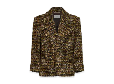 Saint Laurent Women's Single-Breasted Jacket In Tweed "Kaki"