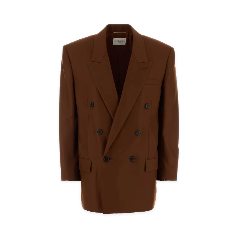 Saint Laurent Women's Double-Breasted Jacket In Cashmere "Brown"
