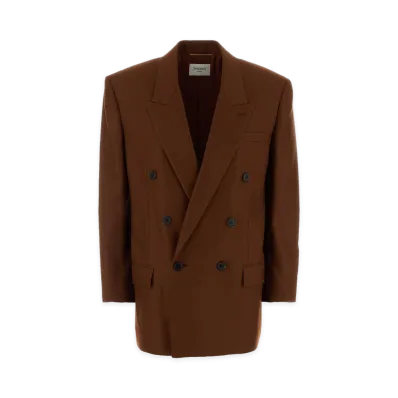 Saint Laurent Women's Double-Breasted Jacket In Cashmere "Brown"