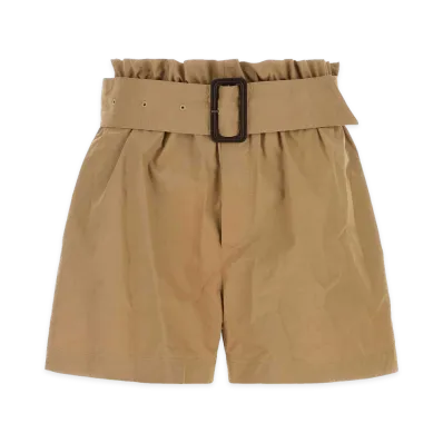Saint Laurent Women's Poplin Shorts "Brown/Camel"