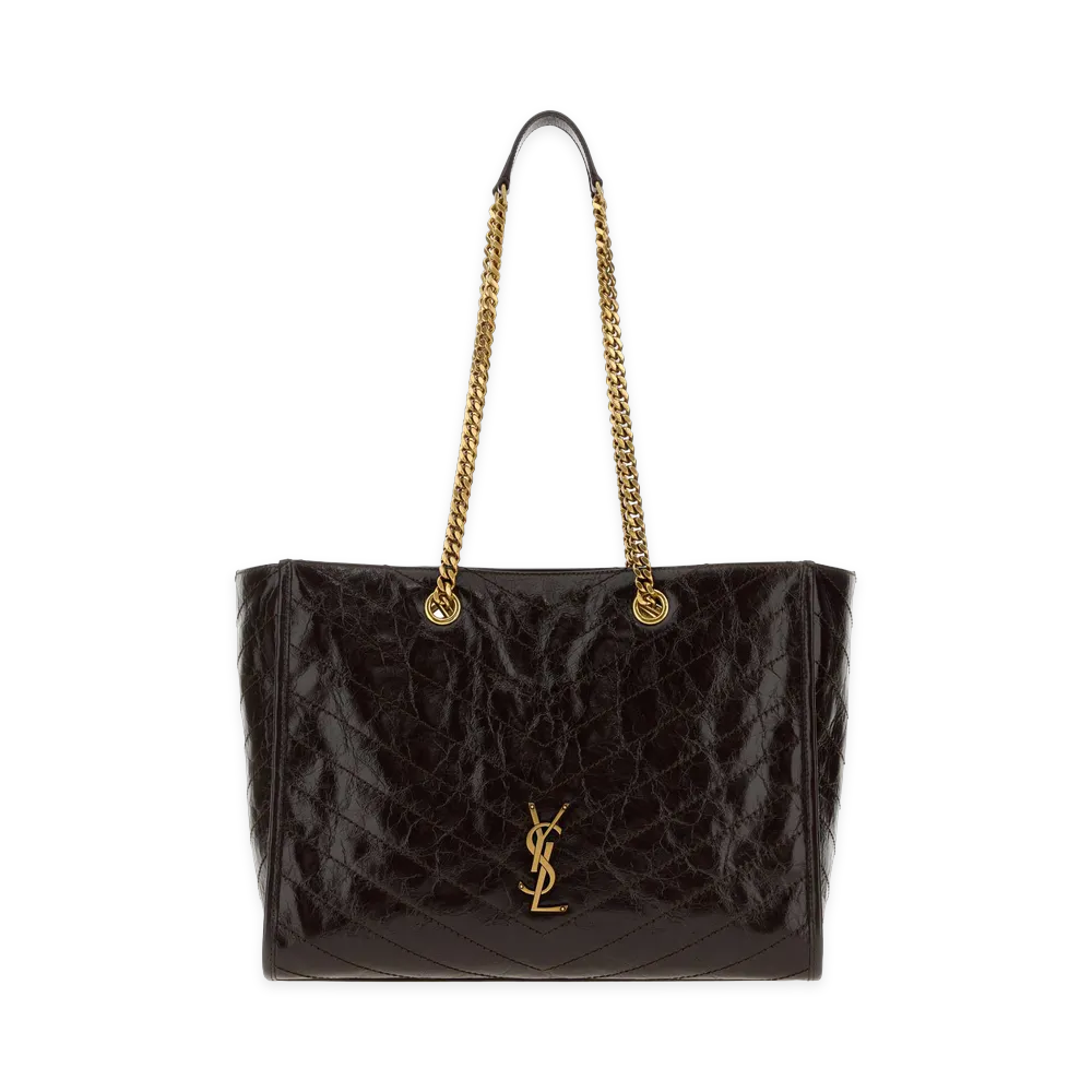 Saint Laurent Women's Niki Shopping Bag In Vintage Leather "Dark Brown"