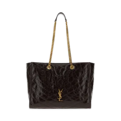 Saint Laurent Women's Niki Shopping Bag In Vintage Leather "Dark Brown"