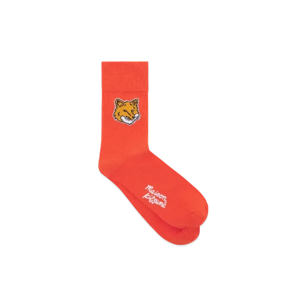 Maison Kitsune Foxhead Socks "Wild Strawberry"