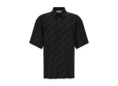 BALENCIAGA Fluid Viscose Shirt With Allover Logo "Black"