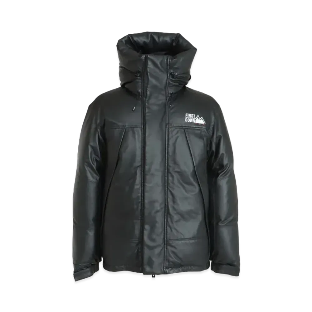FIRST DOWN RAMNAPPA LEATHER DOWN HOODIE JACKET "Black"