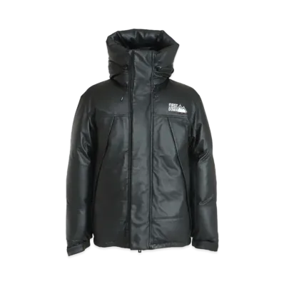 FIRST DOWN RAMNAPPA LEATHER DOWN HOODIE JACKET "Black"