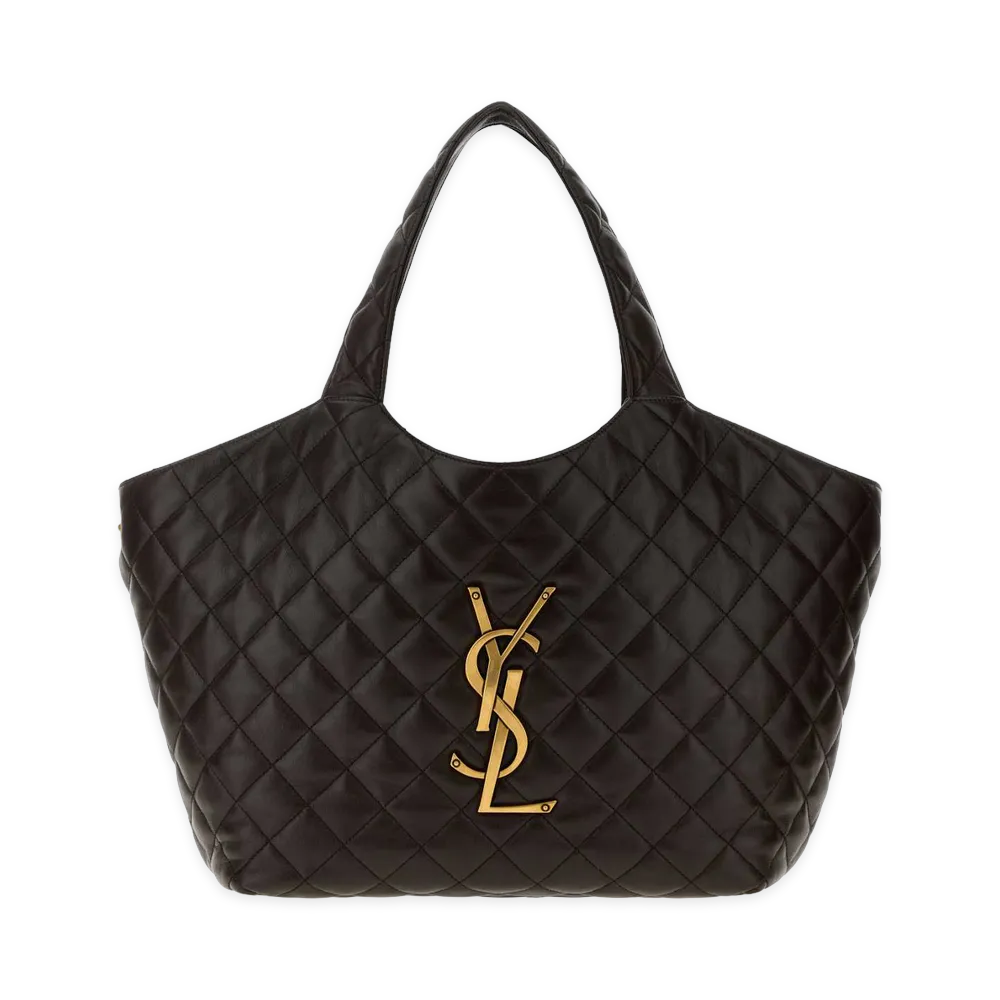 Saint Laurent Women's Nappa Medium Icare Shopping Bag "Dark Chocolate"