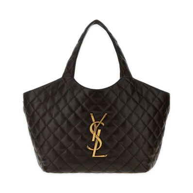 Saint Laurent Women's Nappa Medium Icare Shopping Bag "Dark Chocolate"