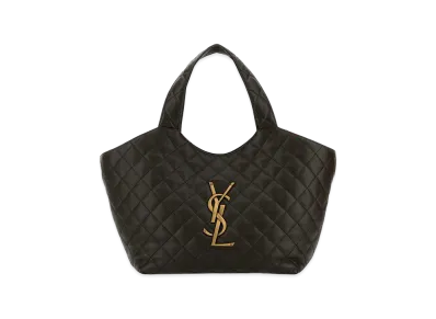 Saint Laurent Women's Charcoal Nappa Medium Icare Shopping Bag "Green"