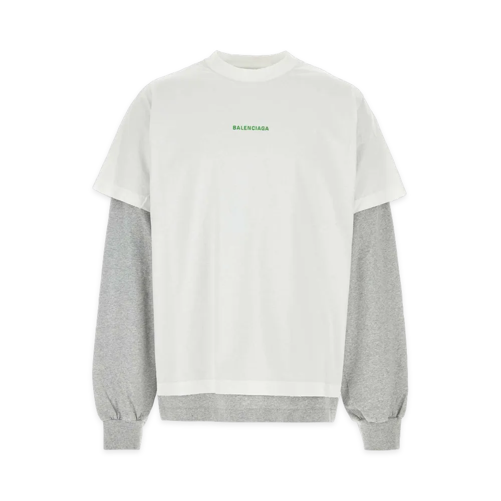 BALENCIAGA TwoTone Cotton Oversize T-Shirt "White/Green"