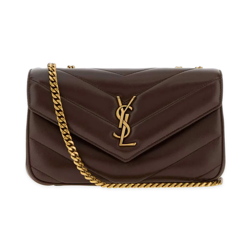 Saint Laurent Women's Leather Small Loulou Shoulder Bag "Beige/Chocolate/Brown"