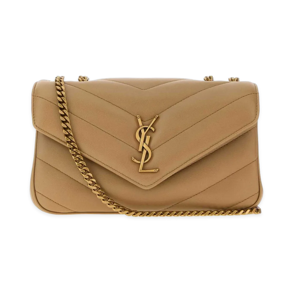 Saint Laurent Women's Loulou Small Shoulder Bag In Matelassé Lambskin "Beige"