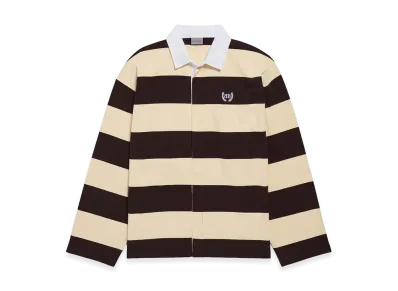 BALENCIAGA Big Stripes Jersey Polo Shirt "Dark Brown/Beige"