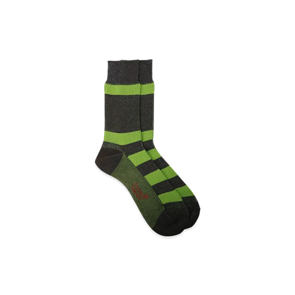 Ground Y Cotton Acrylic Border Socks "Brown"