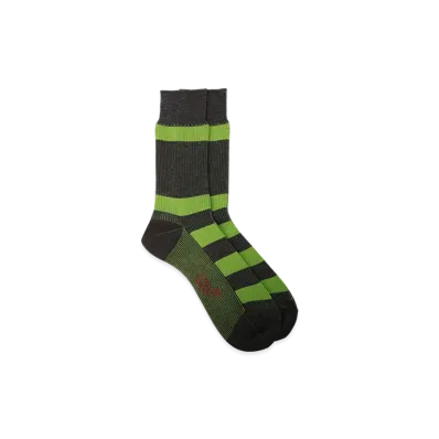 Ground Y Cotton Acrylic Border Socks "Brown"