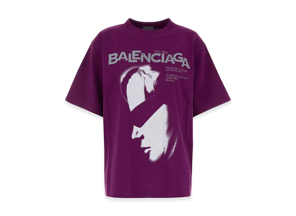 BALENCIAGA Women's Cotton Oversize T-Shirt "Purple"