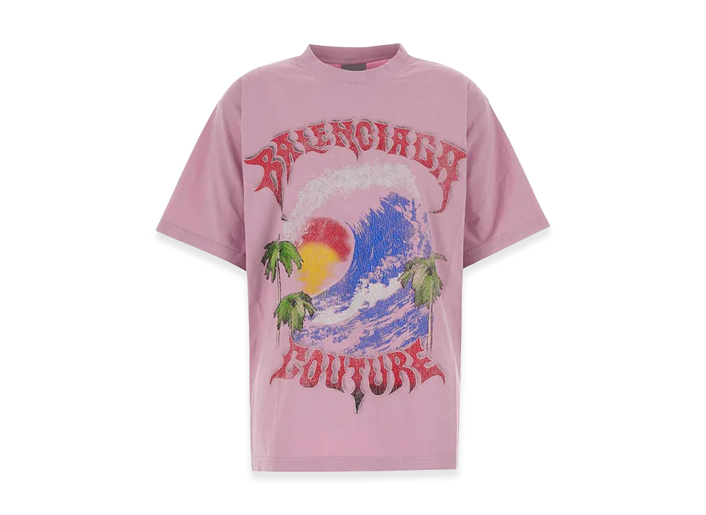 BALENCIAGA Women's Cotton Oversize T-Shirt "Pink"