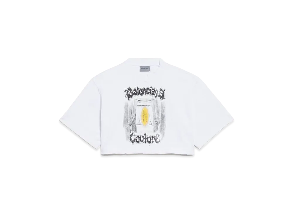 BALENCIAGA Women's Salon De Couture Cropped T-Shirt "White"