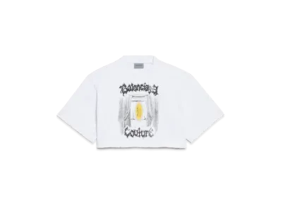 BALENCIAGA Women's Salon De Couture Cropped T-Shirt "White"