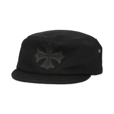 Chrome Hearts CH Plus Leather Patch Hat with Patch Military Hat "Black"