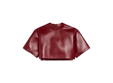 BALENCIAGA Women's Cropped T-Shirt "Burgundy"