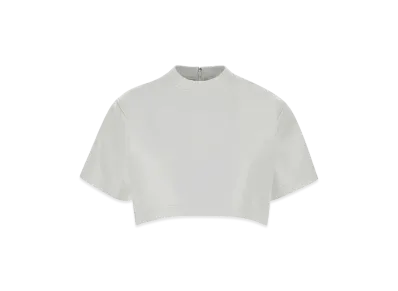BALENCIAGA Women's Leather Crop-Top "White"