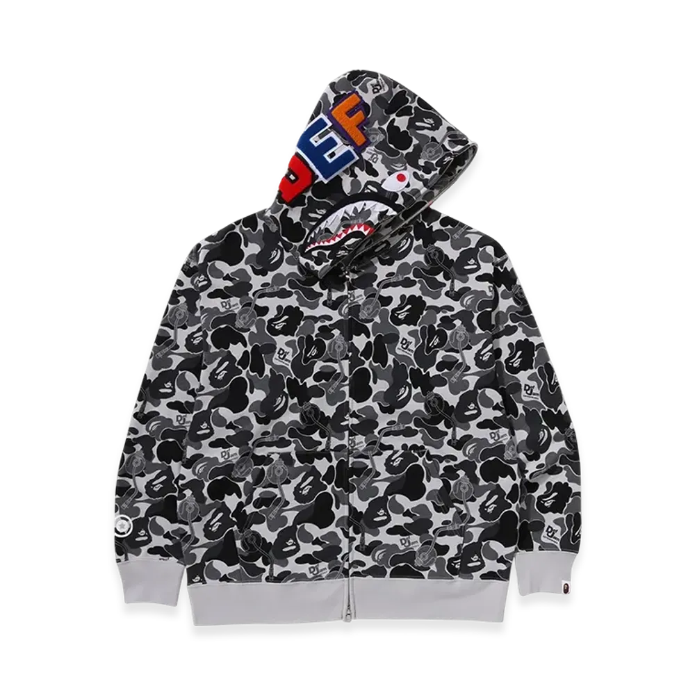 A BATHING APE x Def Jam Camo Shark Relaxed Fit Full Zip Hoodie "Black"