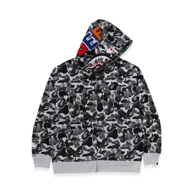 A BATHING APE x Def Jam Camo Shark Relaxed Fit Full Zip Hoodie "Black"