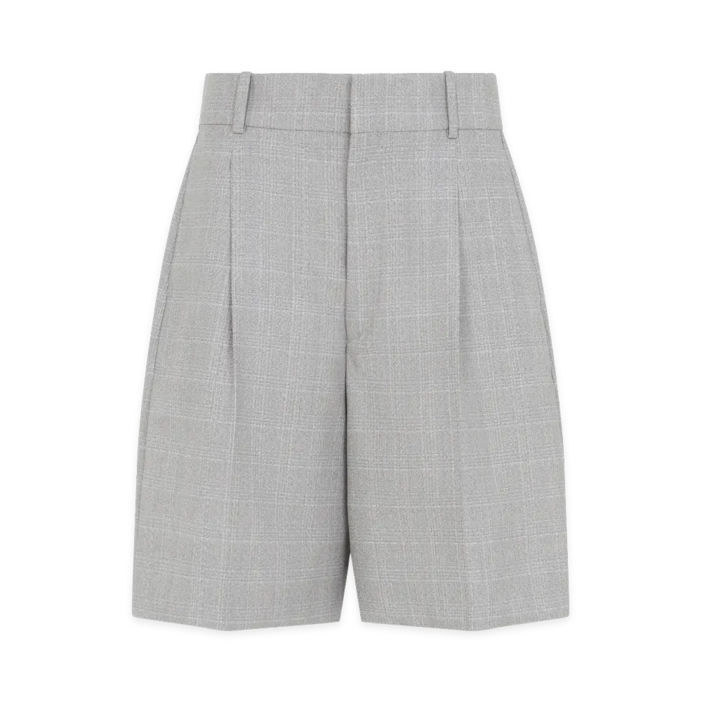 Bottega Veneta Women's Prince Of Walles Wool Short Pants "Silt/Stucco"