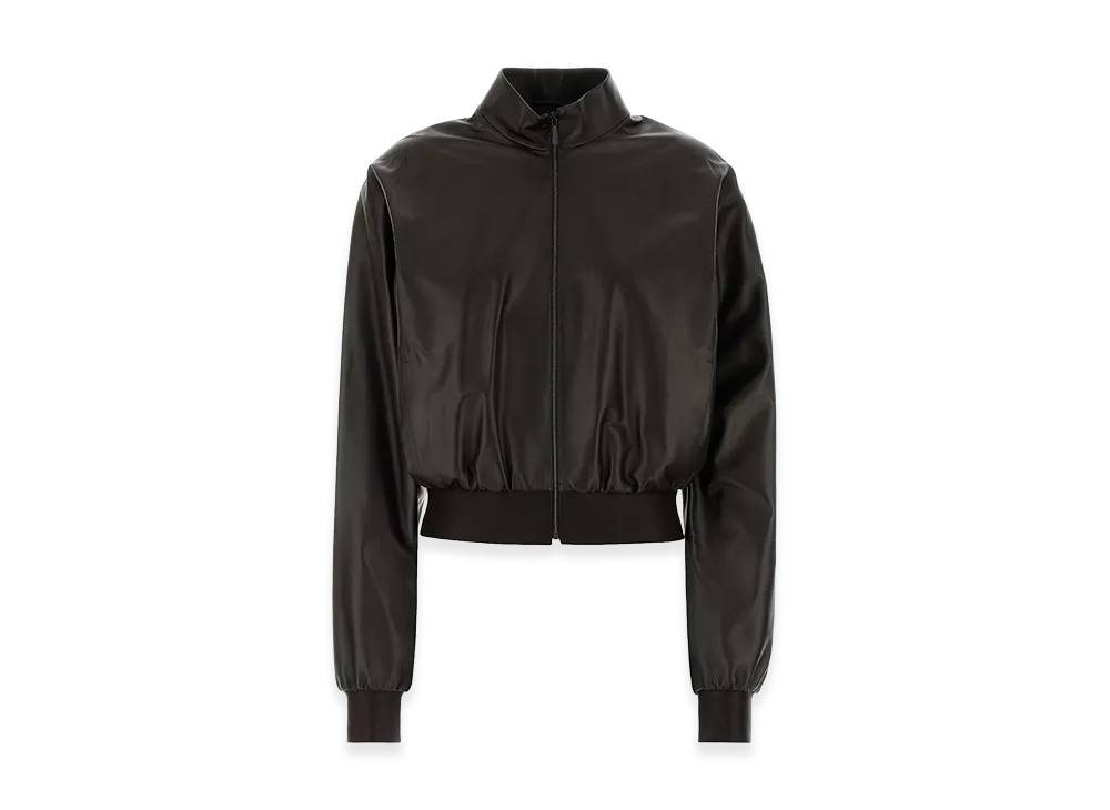 GUCCI Women's Nappa Leather Bomber Jacket "Dark Brown"