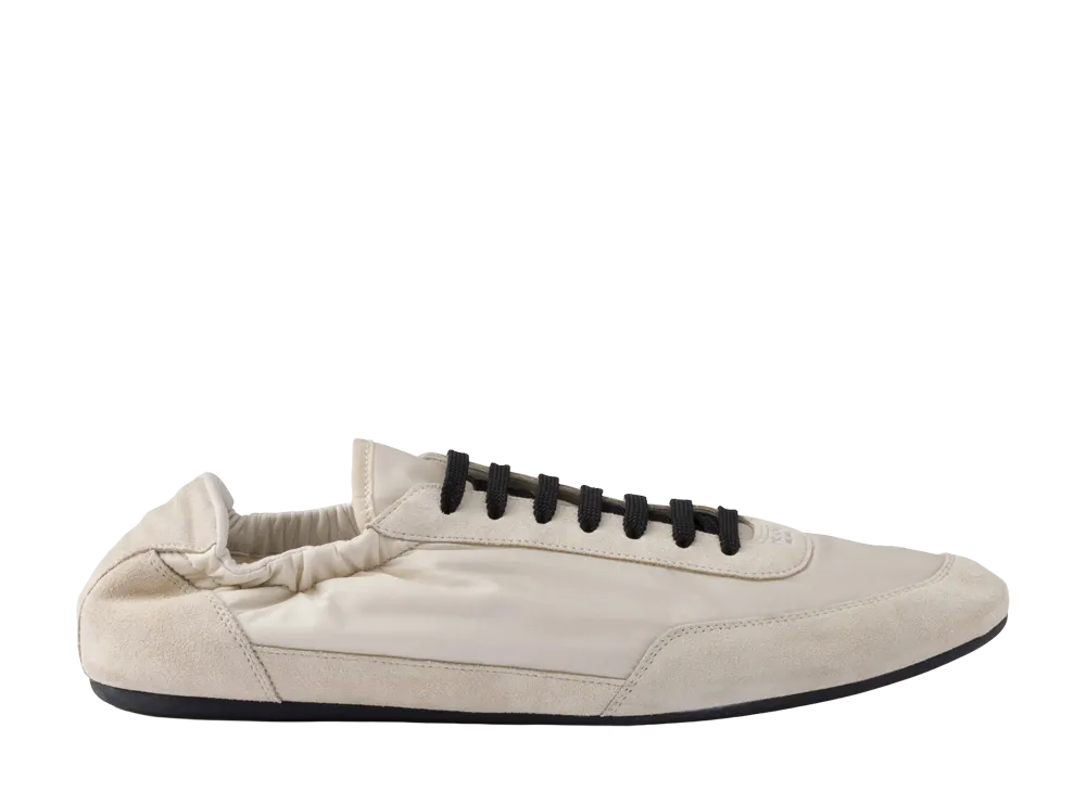 PRADA Women's Collapse Re-Nylon and Suede Sneakers "Ivory"