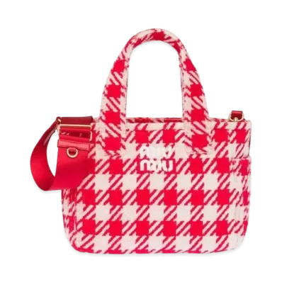 MIU MIU Terry Cloth Handbag "Red/Ivory"