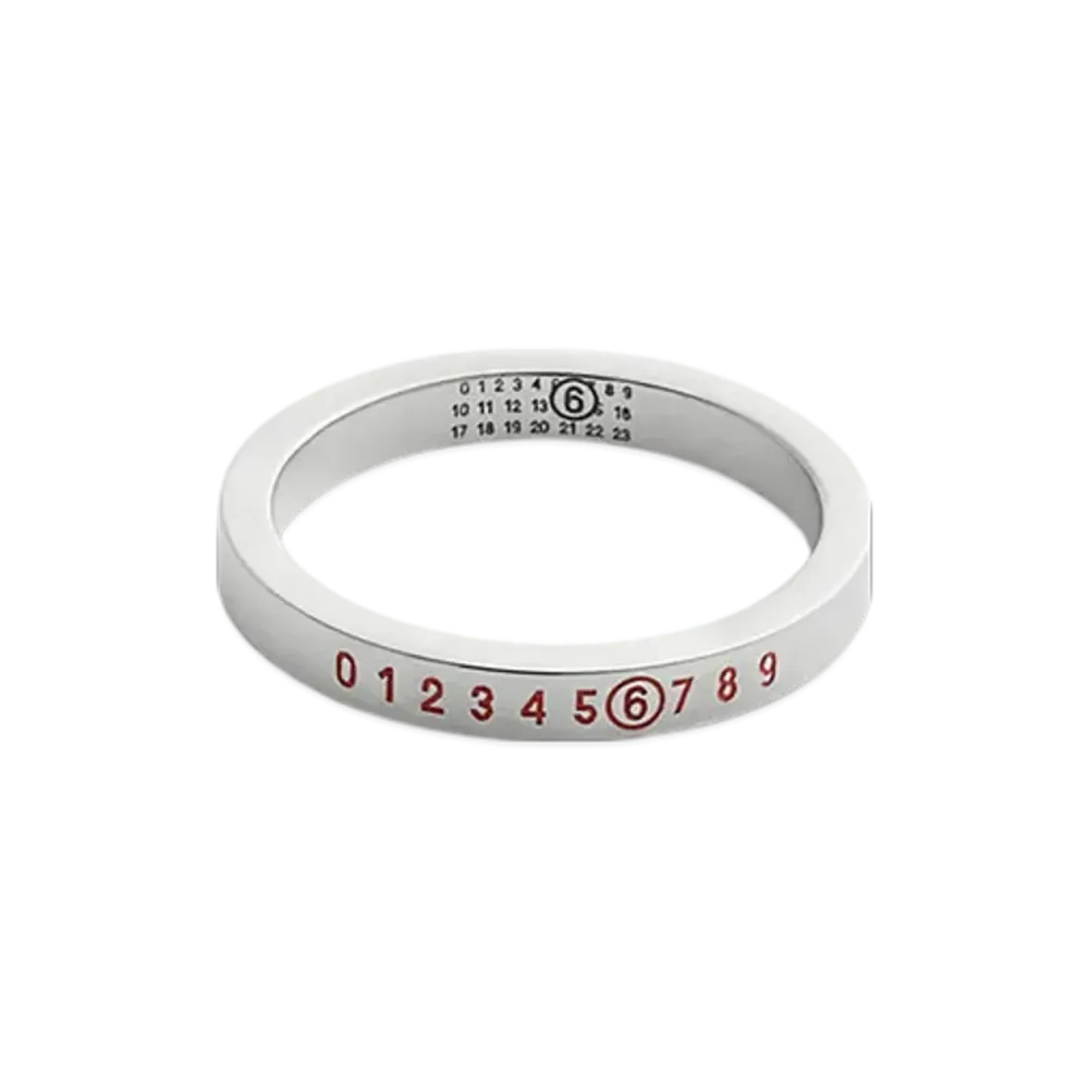 MM6 Maison Margiela Year Of The Snake Numeric Ring "Polished Silver/Red"