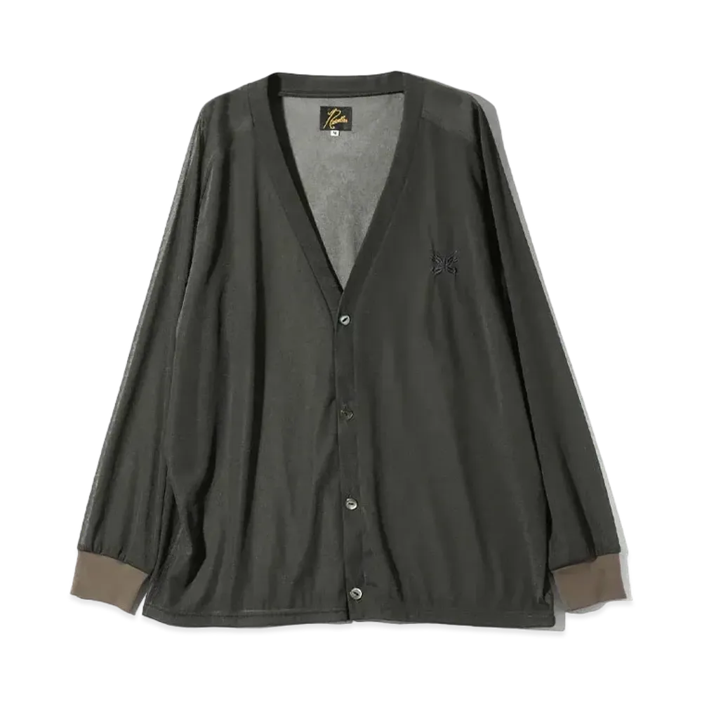 Needles V Neck Cardigan Poly Tricot Chiffon "Khaki"