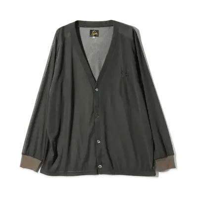 Needles V Neck Cardigan Poly Tricot Chiffon "Khaki"