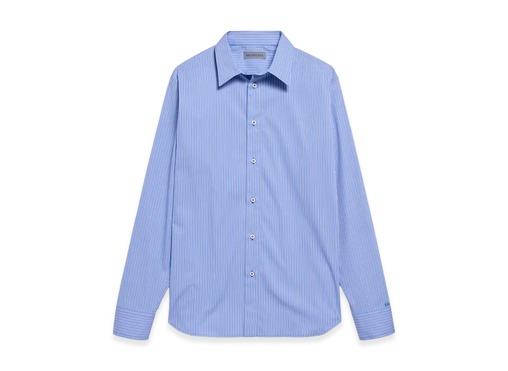 BALENCIAGA Women's Striped Poplin Shirt In Ultrafine Technical Poplin "Blue"