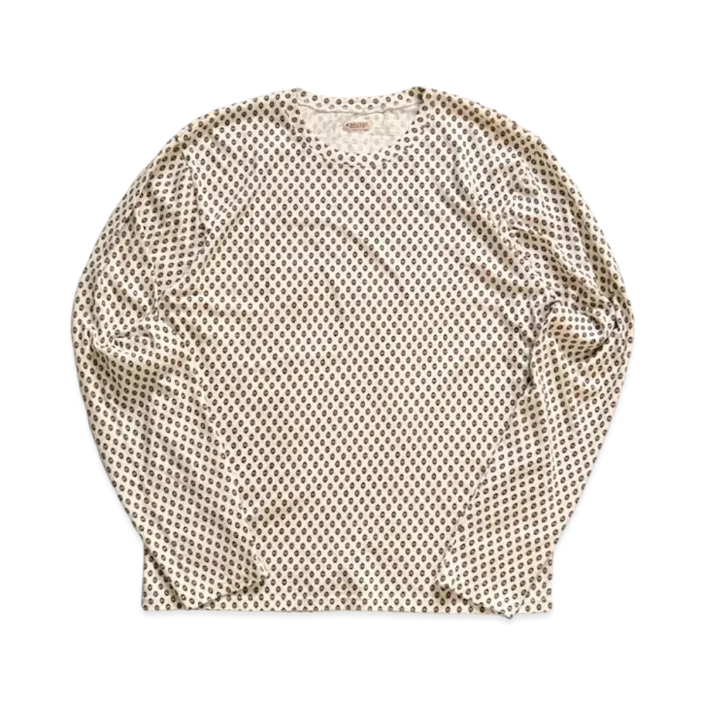 KAPITAL 20 India Chima Pattern Crew Long Tee "Kinari"