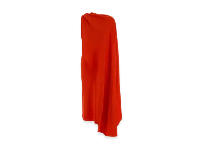 BALENCIAGA Women's Crepe Long Dress "Coral/Red"