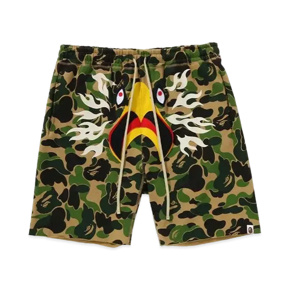 A BATHING APE x READYMADE ABC Camo Eagle Wide Sweat Shorts "Green"