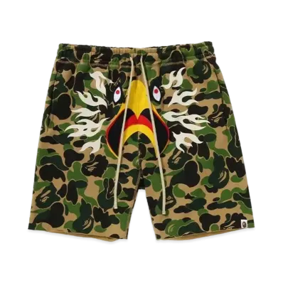 A BATHING APE x READYMADE ABC Camo Eagle Wide Sweat Shorts "Green"