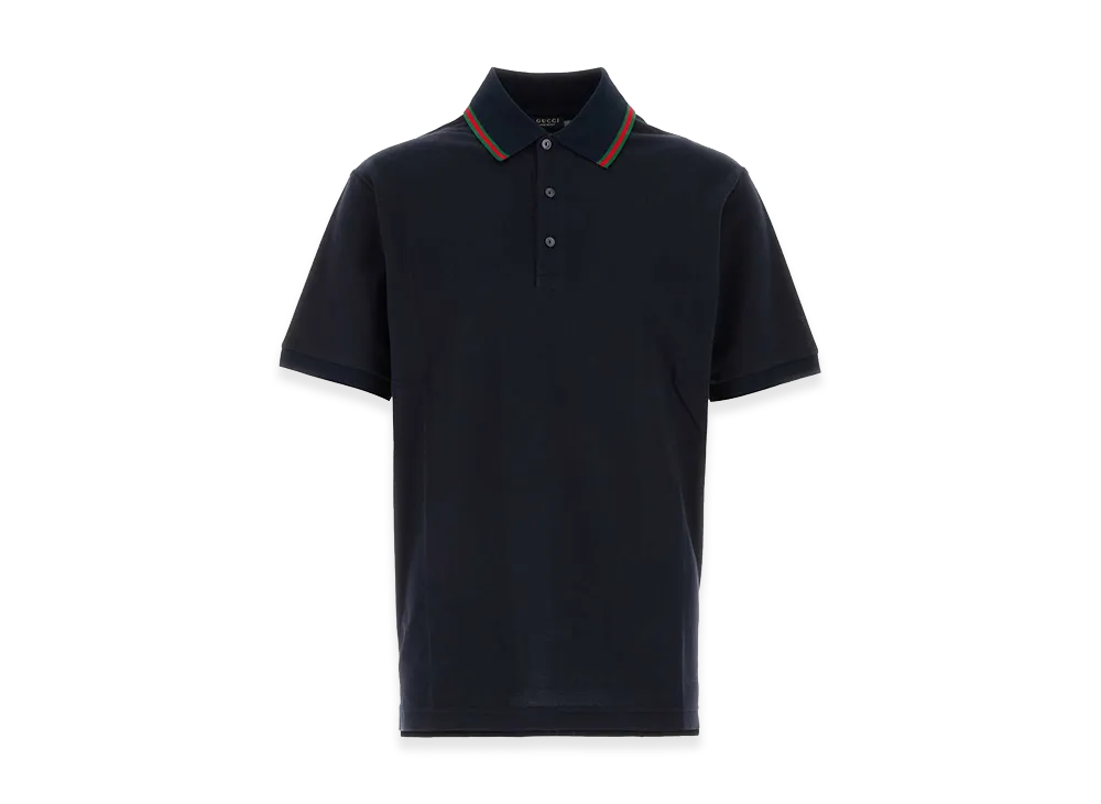 GUCCI Piquet Polo Shirt "Midnight Blue"