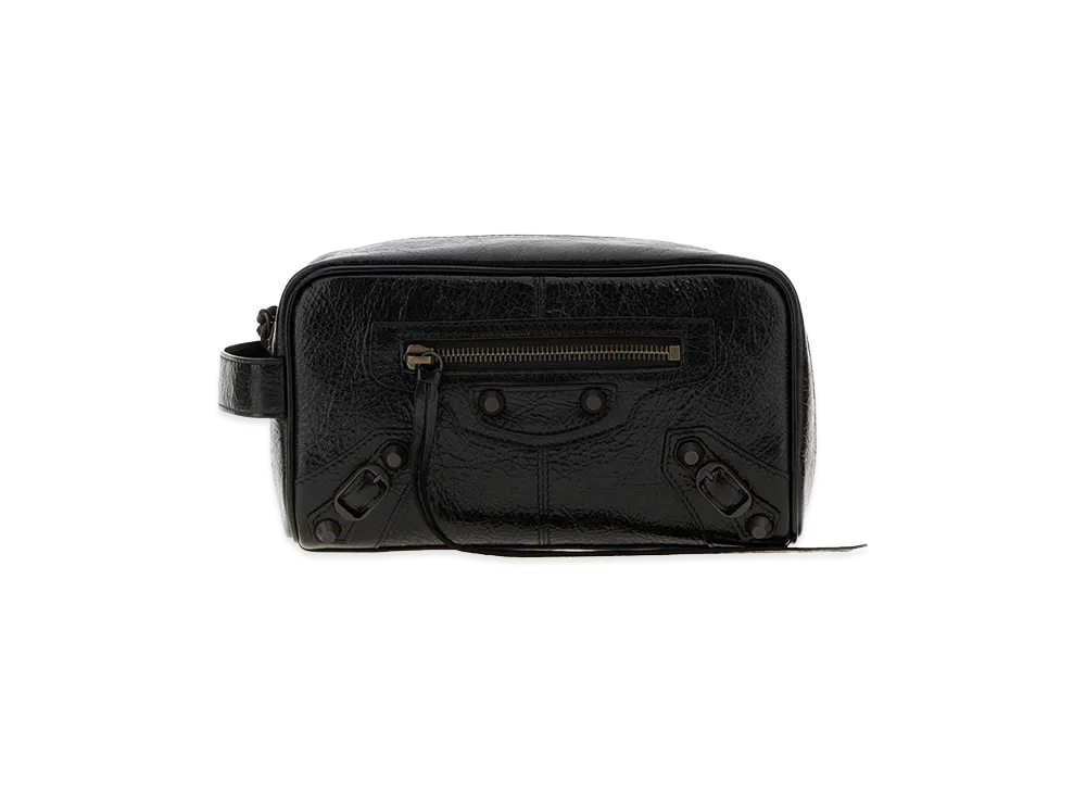 BALENCIAGA Leather Le City Beauty Case "Black"