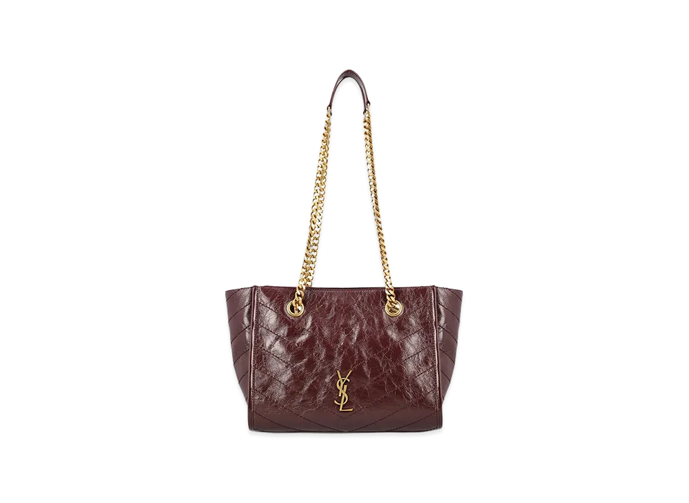 Saint Laurent Women's Niki Small Vintage Leather Shopping Bag "Bordeaux"