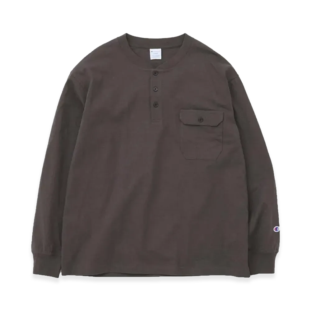 Champion x JOURNAL STANDARD for JS Long Sleeve Henley Neck "Black A"
