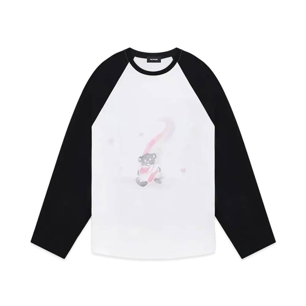 WE11DONE Teddy Bear Print Long-sleeved T-Shirt "Black"