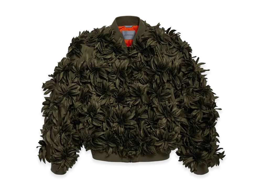 BALENCIAGA Women's Flower Cocoon Bomber "Khaki"